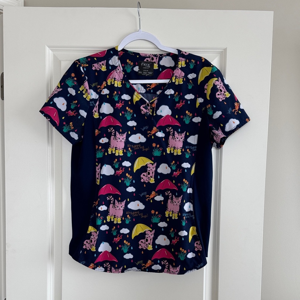Cherokee Navy Blue Scrub Top
